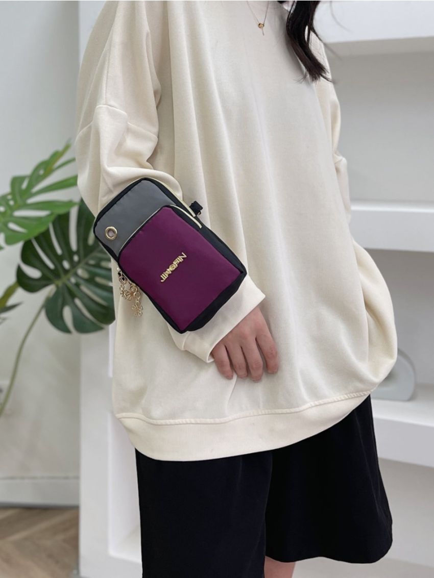 Color Block Letter Decor Phone Wallet