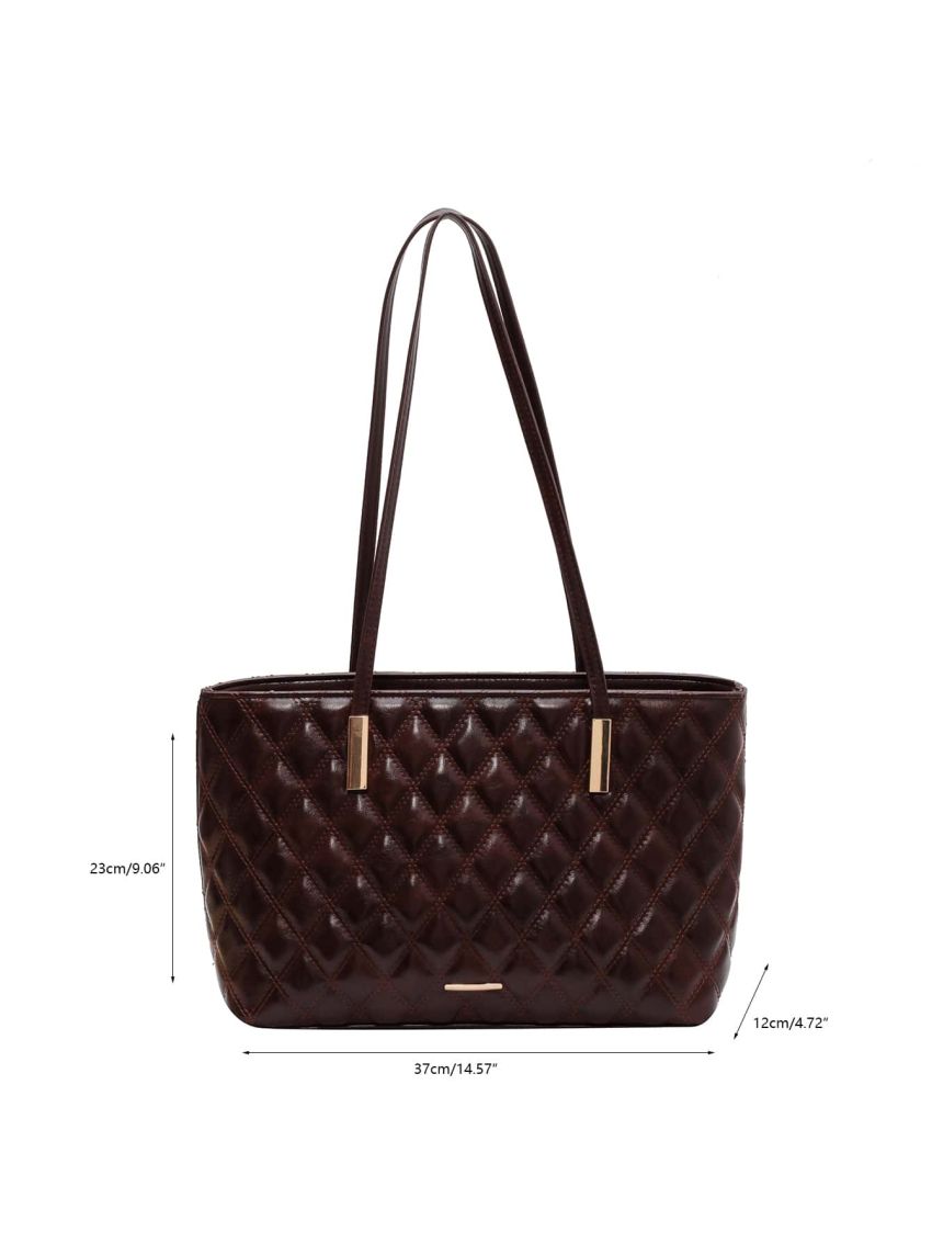 Geometric Embossed Shoulder Tote Bag