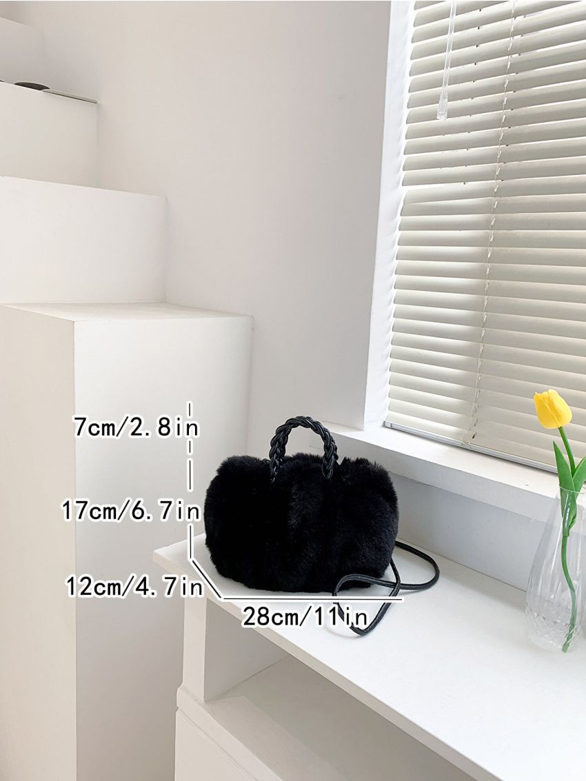 Double Handle Fluffy Satchel Bag