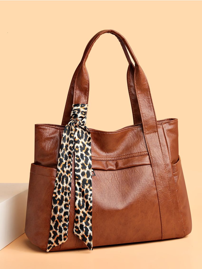 Twilly Scarf Decor Shoulder Tote Bag