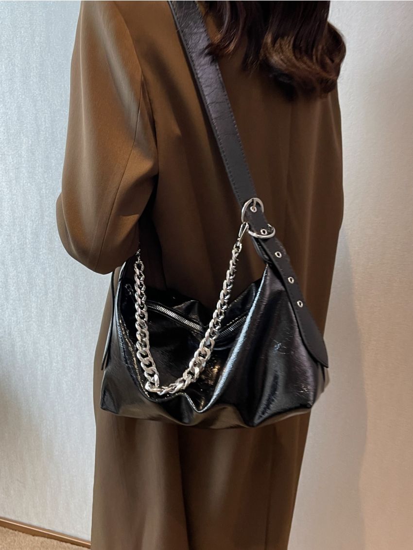 Chain Decor Hobo Bag
