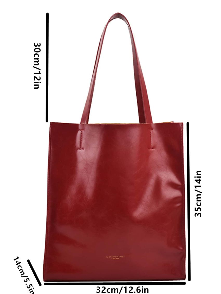 Neon-red Letter Graphic Vintage Design Shoulder Tote Bag