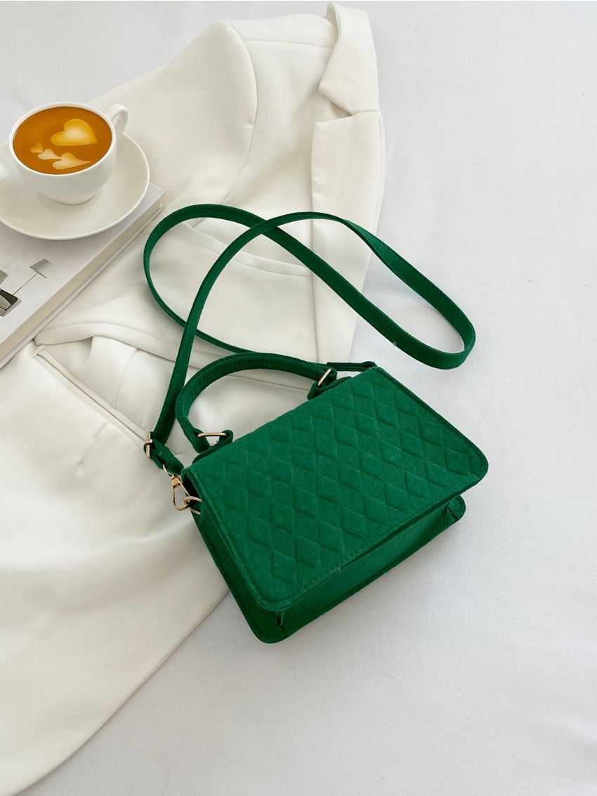 Mini Argyle Embossed Flap Felt Square Bag