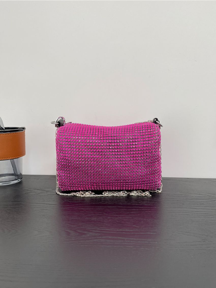 Mini Rhinestone Decor Chain Crossbody Bag