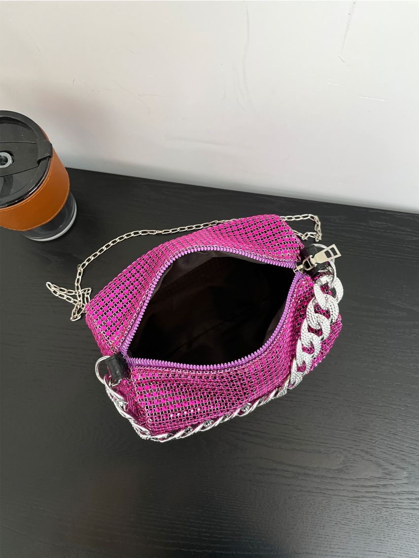 Mini Rhinestone Decor Chain Crossbody Bag