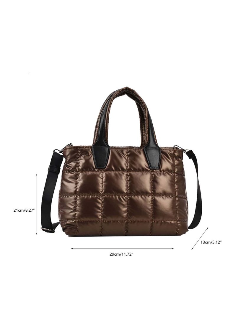 Metallic Quilted Double Handle Satchel Bag
