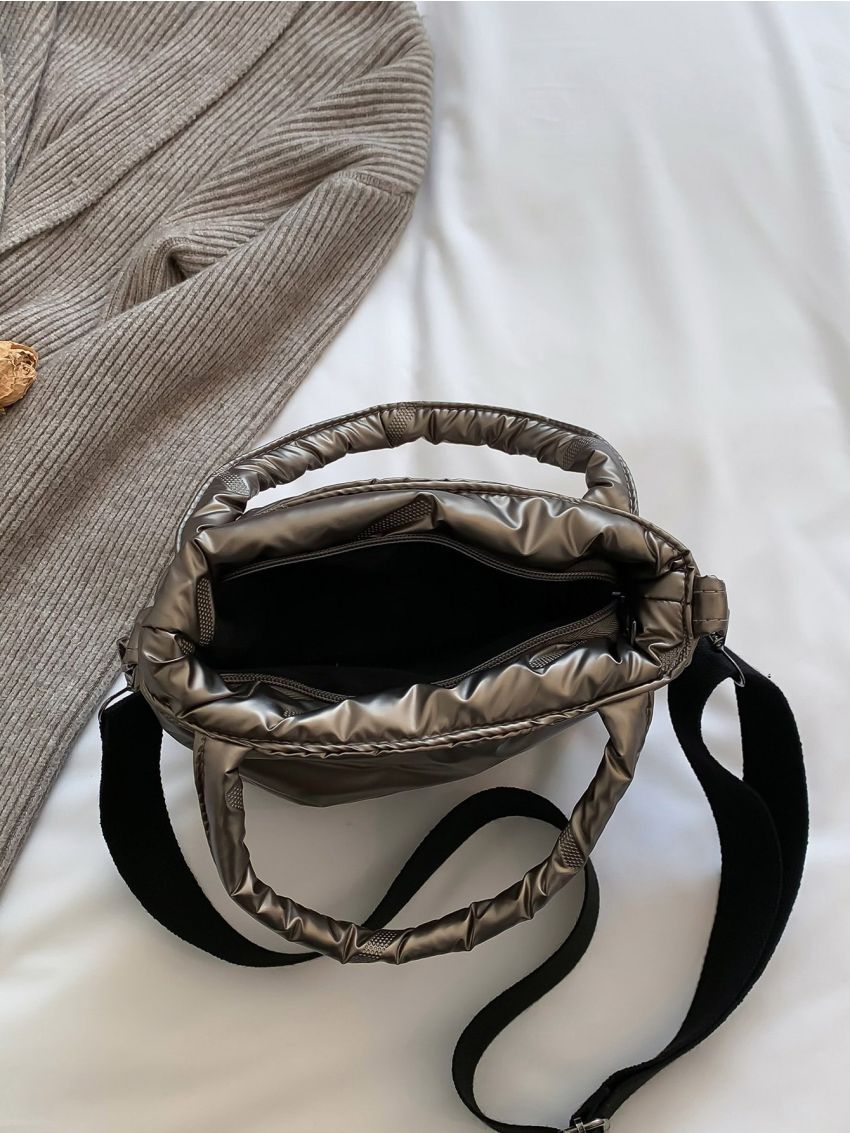 Quilted Detail Double Handle Square Bag