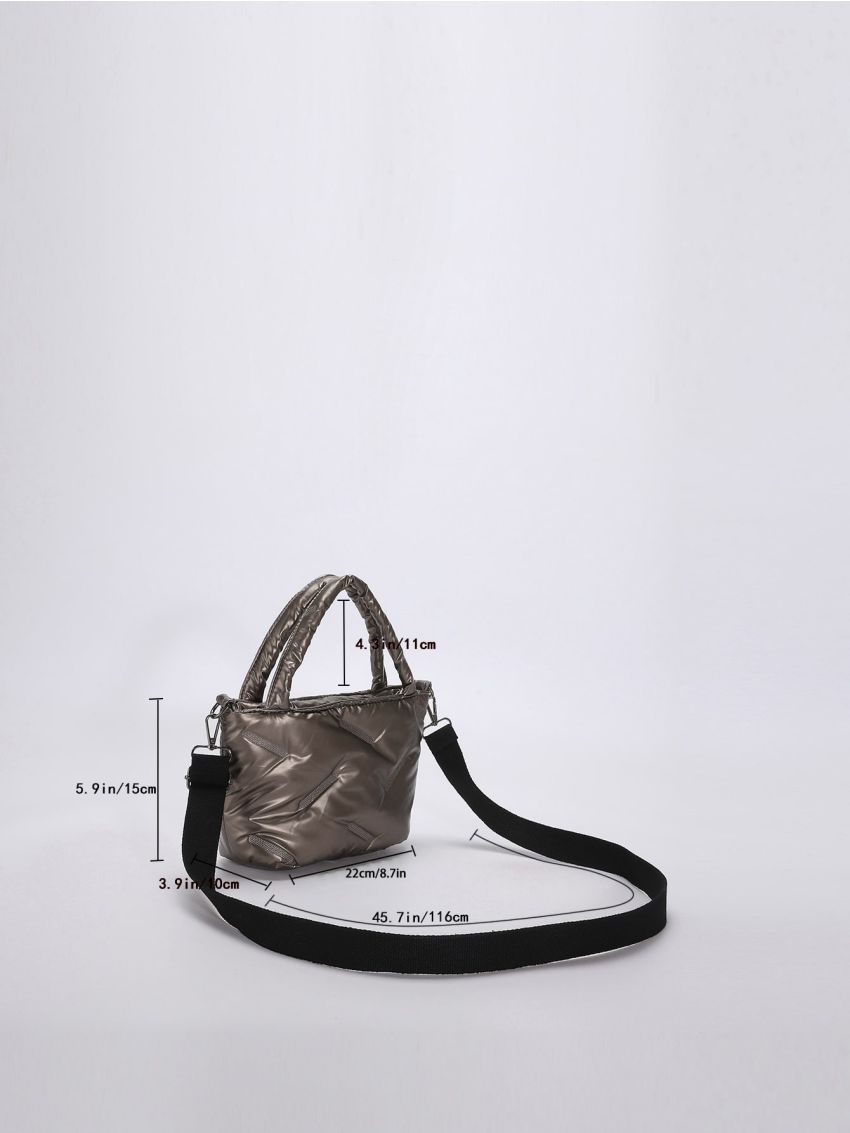 Quilted Detail Double Handle Square Bag