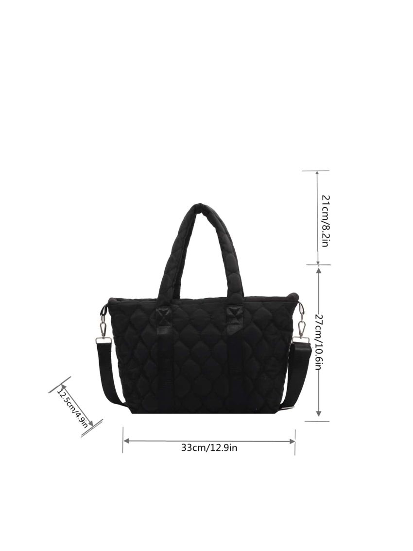 Quilted Detail Double Handle Square Bag
