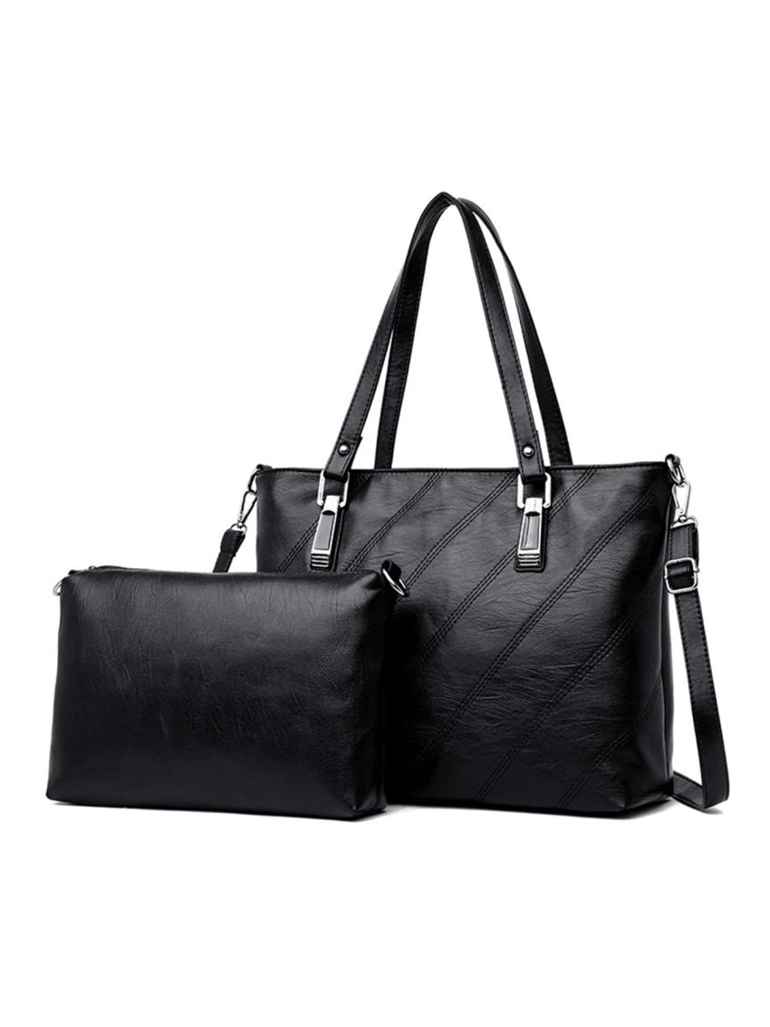 Stitch Detail Shoulder Tote Bag With Square Bag