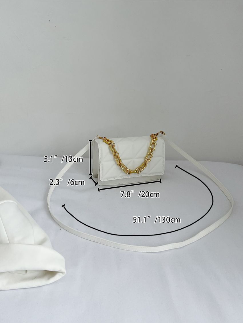 Mini Geometric Embossed Chain Decor Flap Square Bag