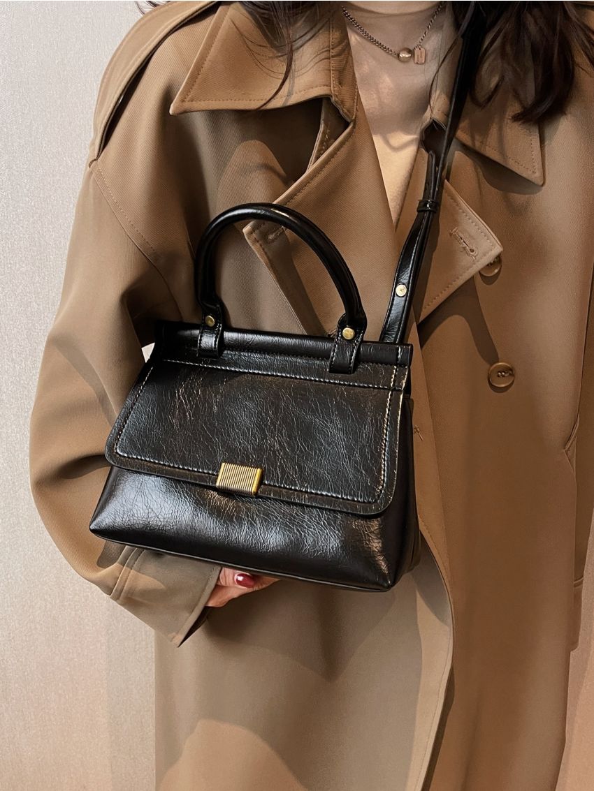 Metal Detail Flap Square Bag