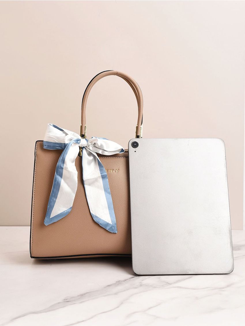 Letter & Litchi Embossed Twilly Scarf Decor Square Bag