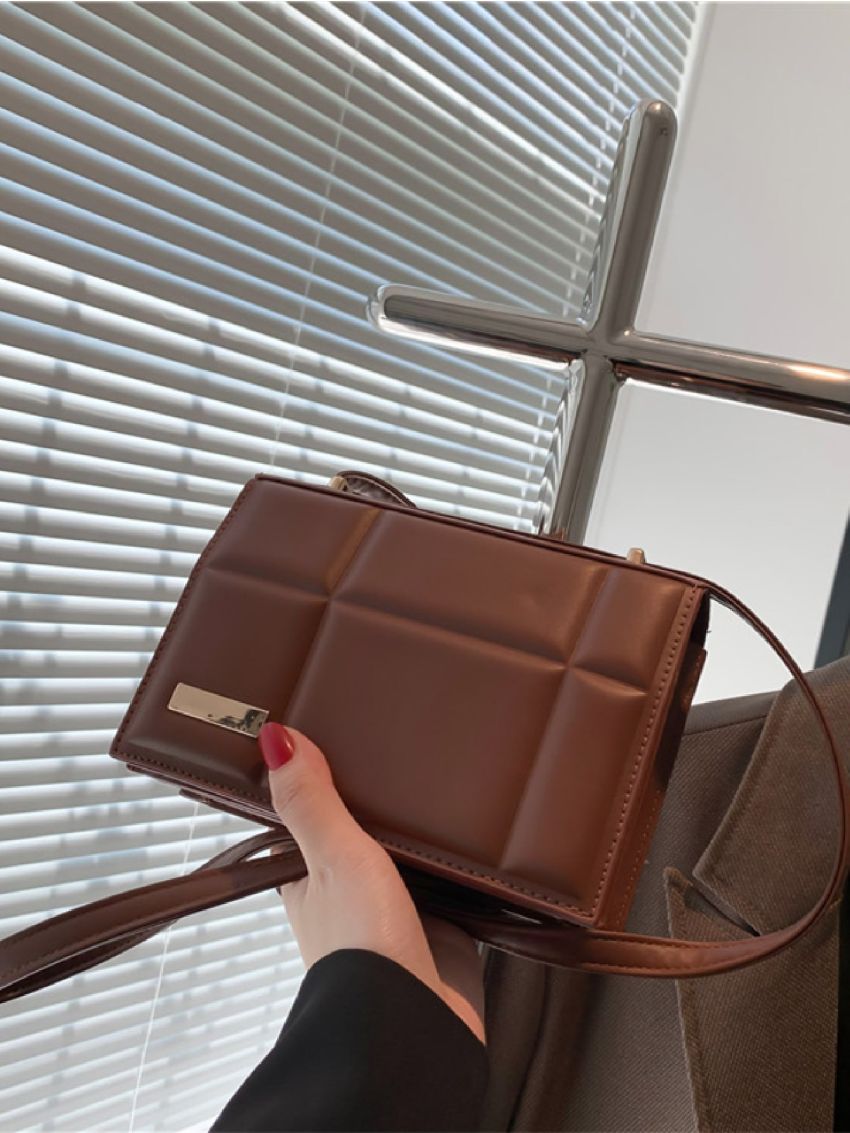 Mini Geometric Embossed Metal Decor Flap Square Bag