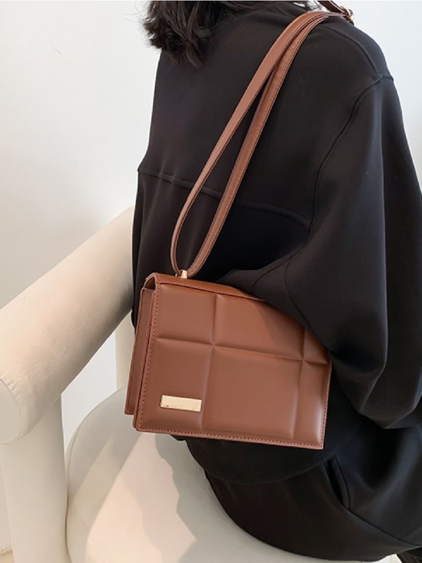 Mini Geometric Embossed Metal Decor Flap Square Bag