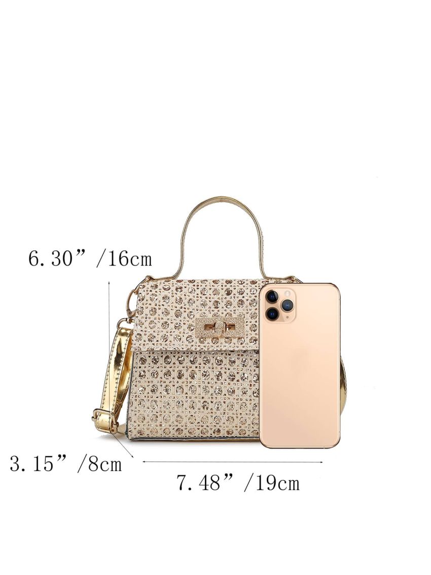 Mini Glitter Twist Lock Flap Square Bag