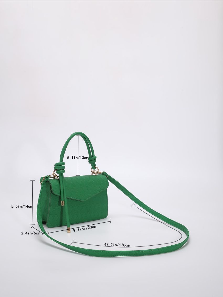 Geometric Embossed Flap Square Bag