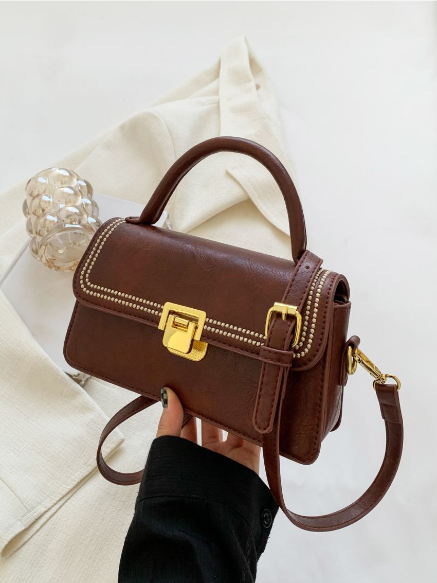 Embroidery Detail Flap Square Bag