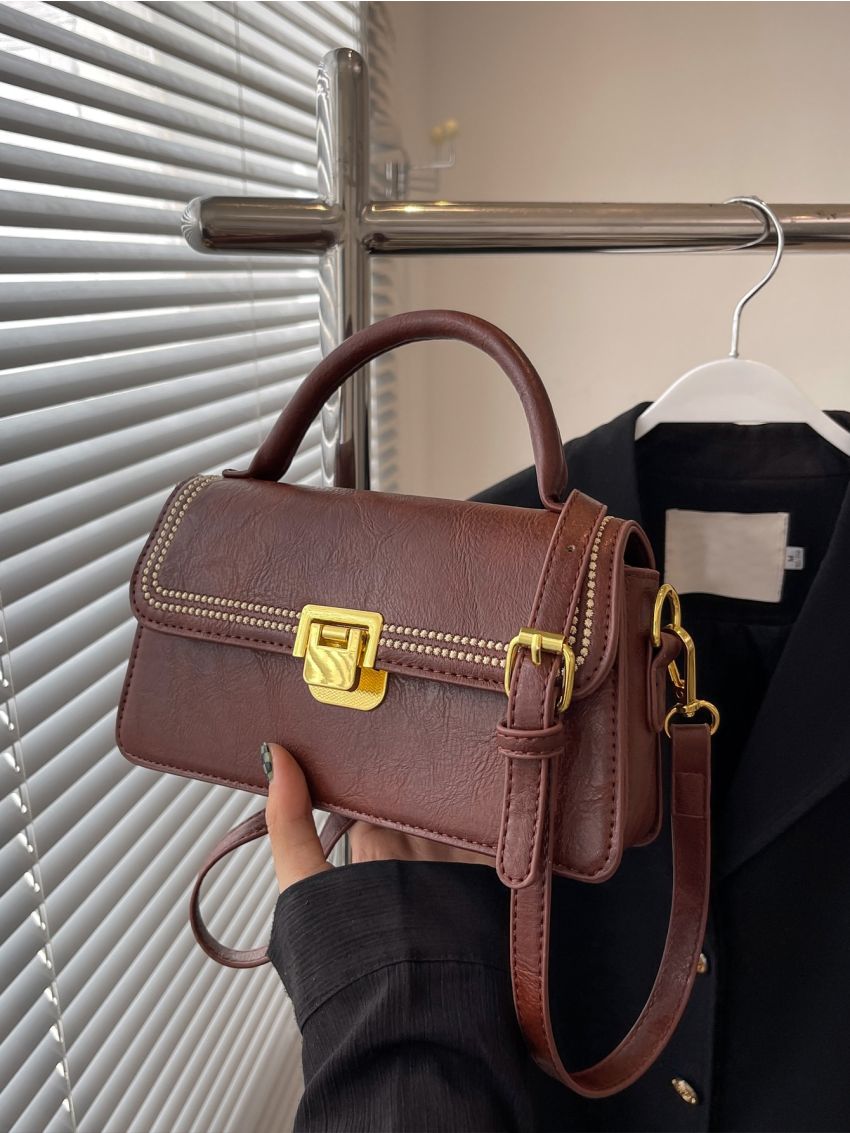 Embroidery Detail Flap Square Bag