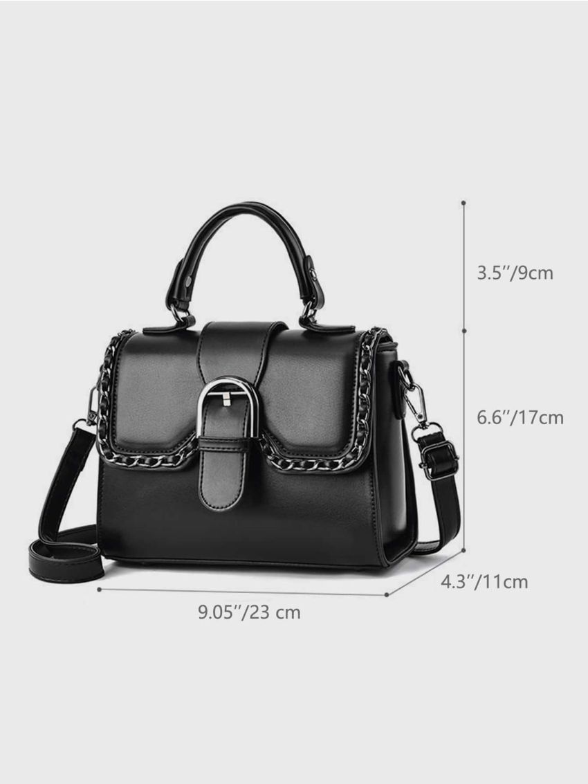 Buckle & Chain Decor Flap Square Bag