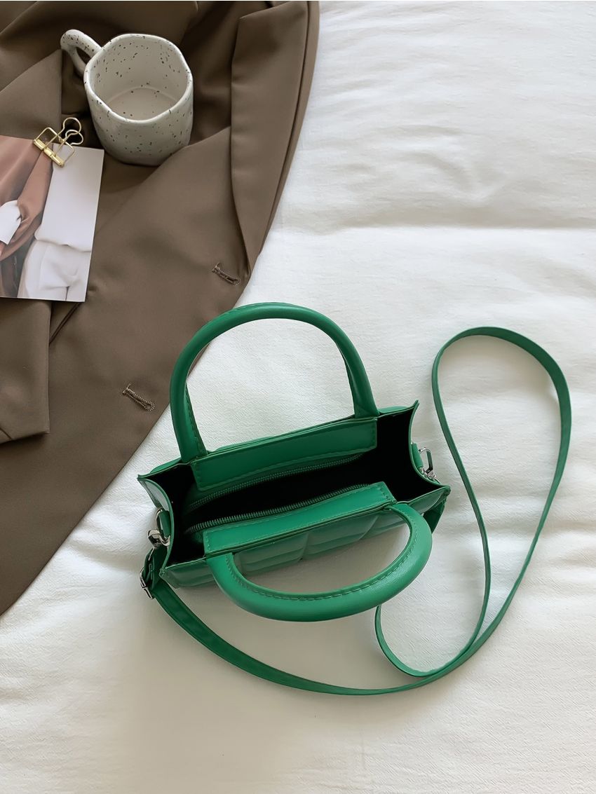 Mini Quilted Detail Double Handle Square Bag