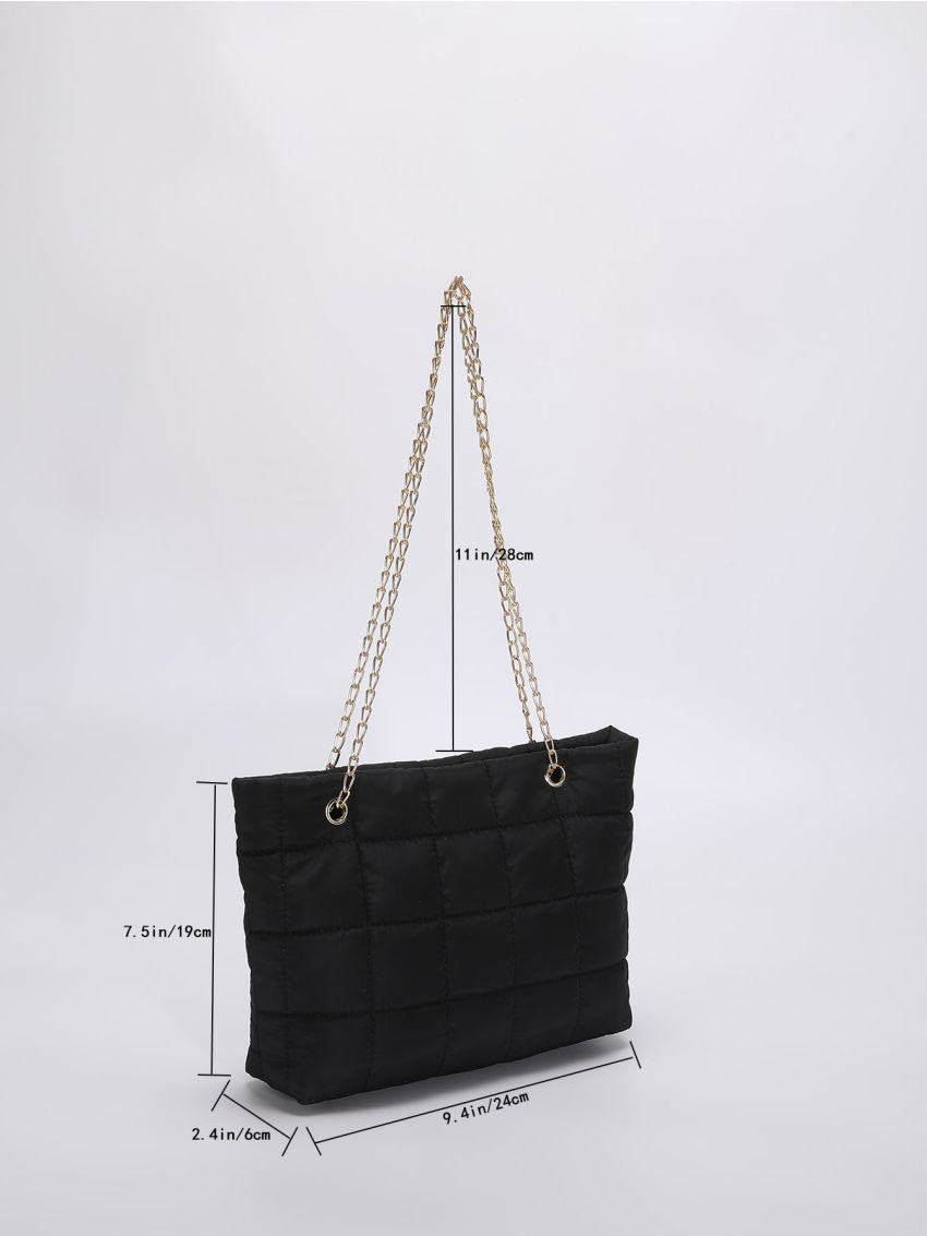 Quilted Square Bag Chain Eyelet Detail For Daily Life