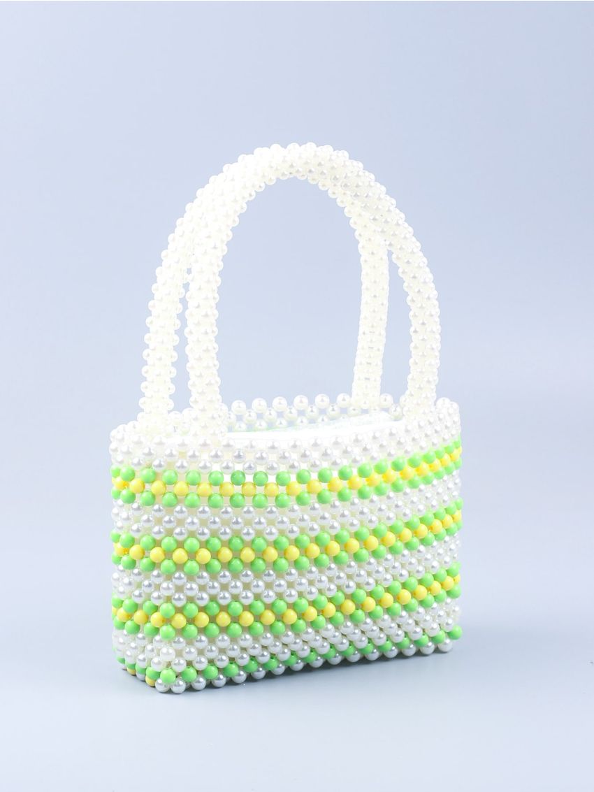 Mini Color Block Beaded Satchel Bag