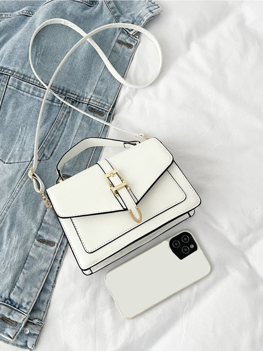 Buckle Decor Flap Square Bag