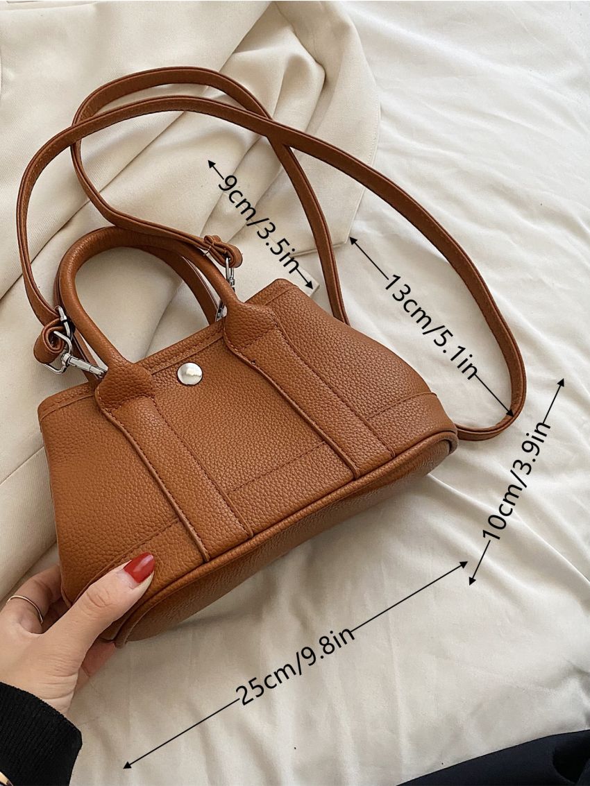 Litchi Embossed Double Handle Square Bag