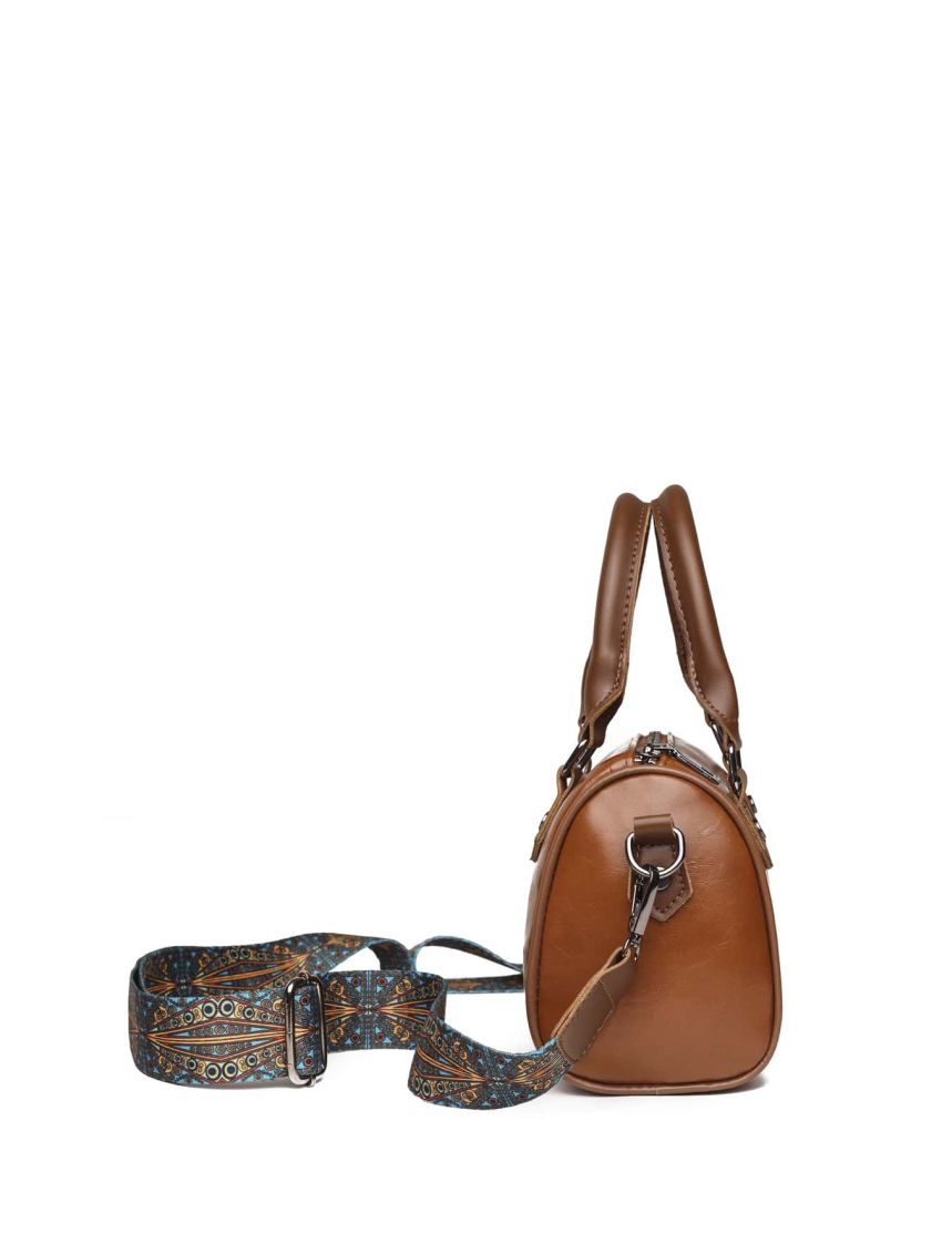 Geometric Strap Double Handle Boston Bag