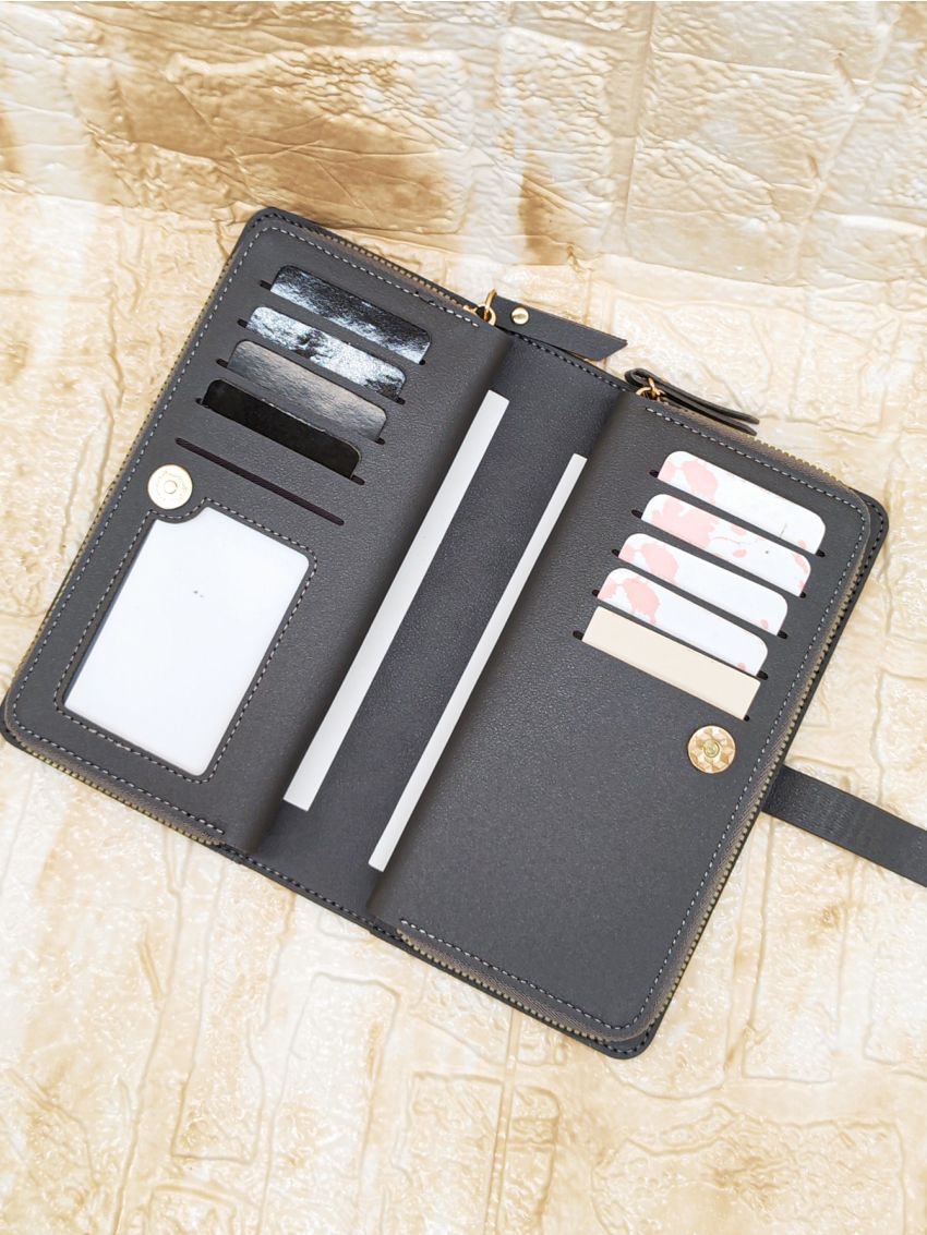 Quilted Detail Long Wallet