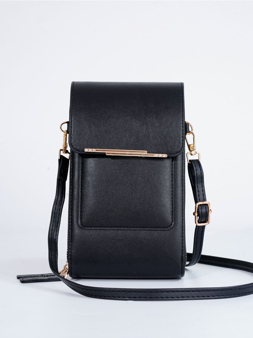 Letter Pattern Metal Decor Phone Wallet