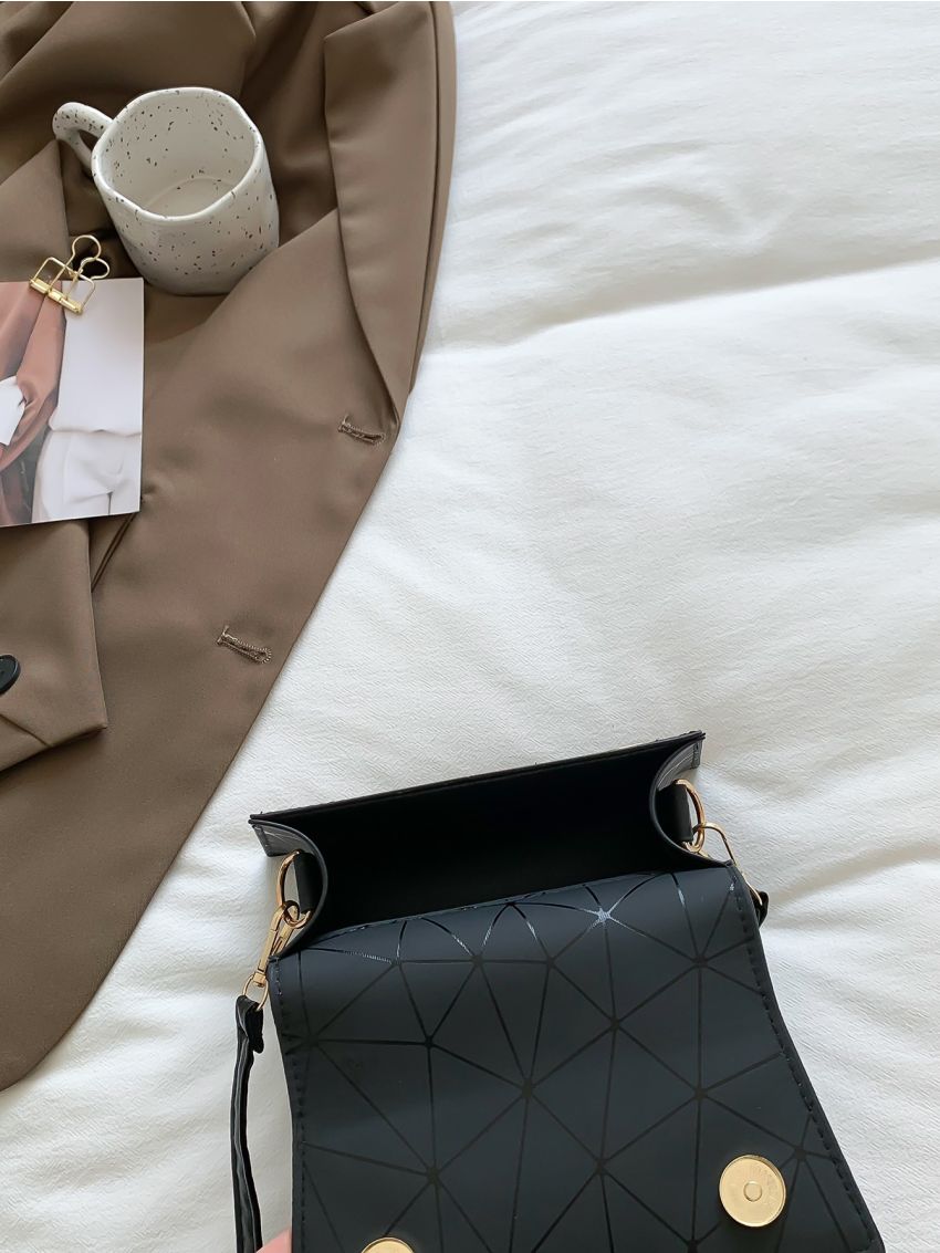 Mini Geometric Pattern Flap Square Bag