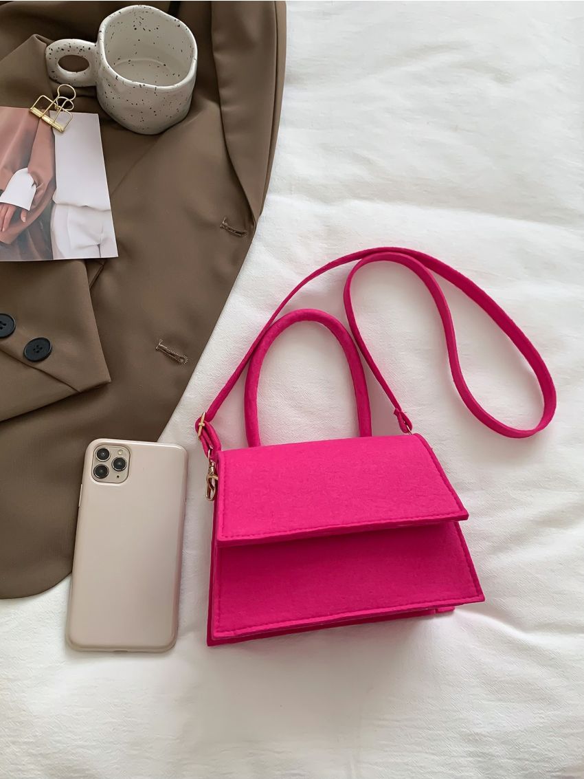 Mini Neon-pink Flap Square Bag