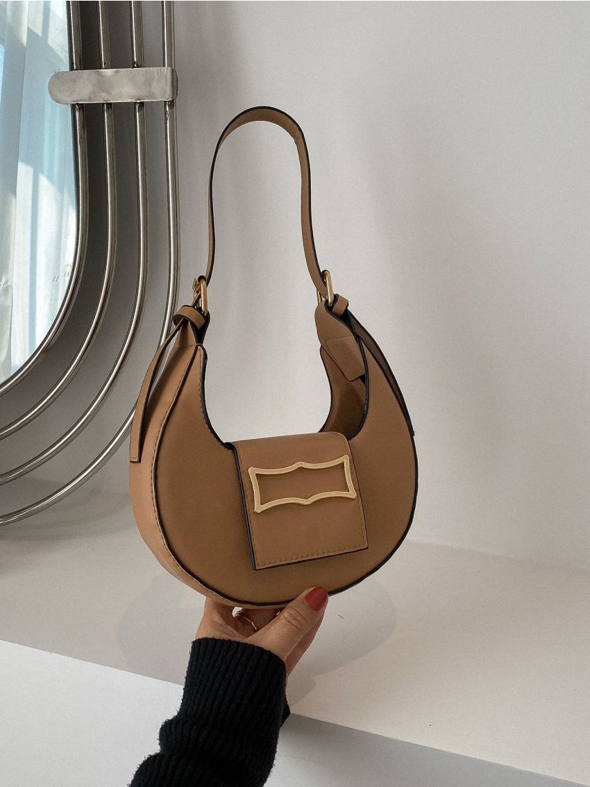 Mini Metal Decor Flap Hobo Bag