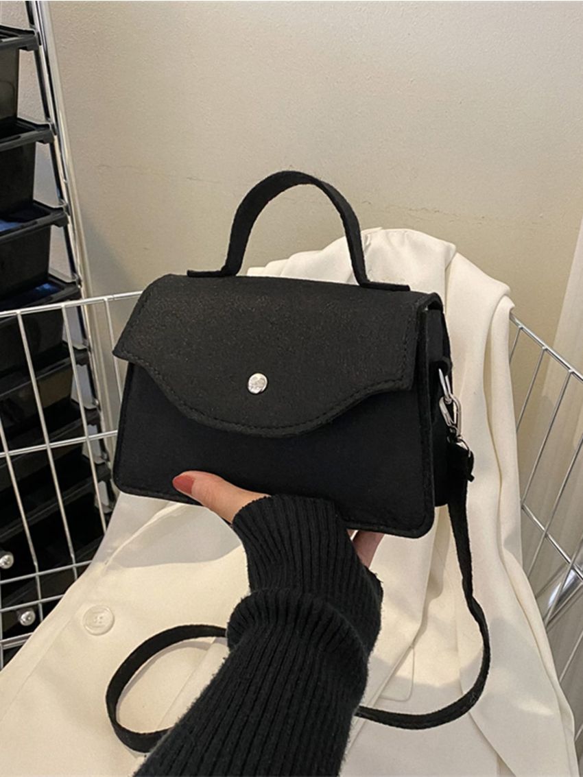 Mini Top Handle Flap Felt Square Bag