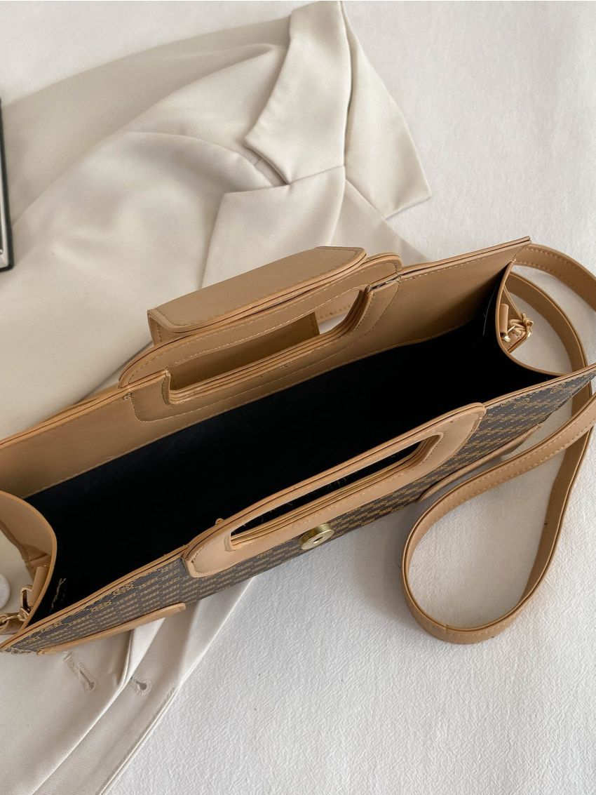 Colorblock Square Bag  Geometric Pattern Elegant