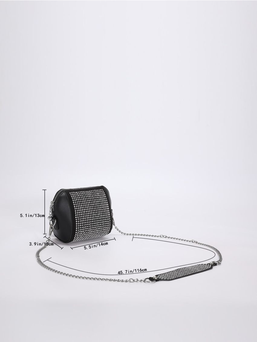Mini Rhinestone Decor Chain Square Bag