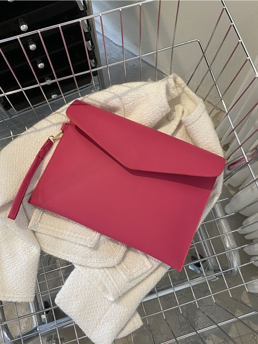White Envelope Bag Minimalist With Wristlet For Daily