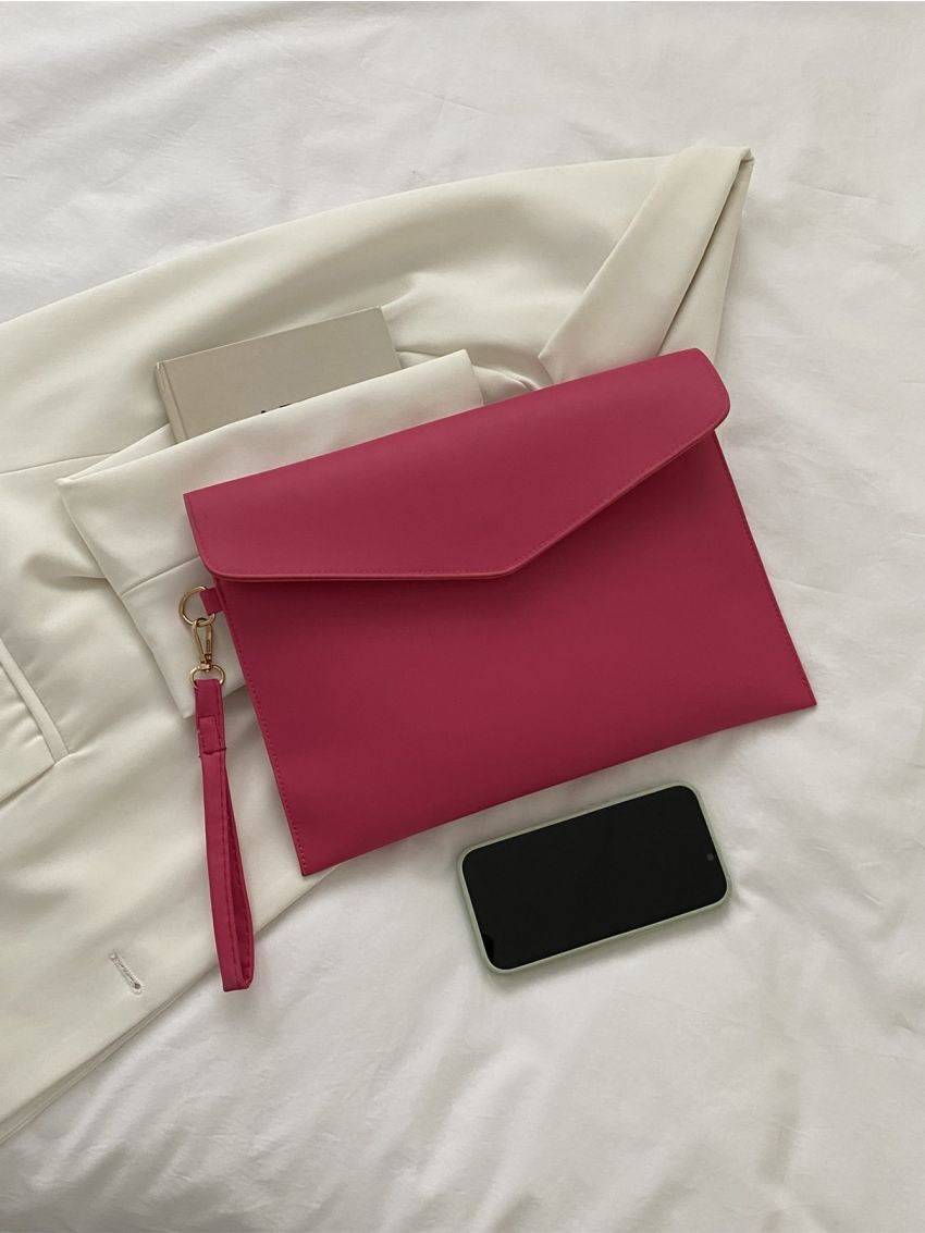 White Envelope Bag Minimalist With Wristlet For Daily