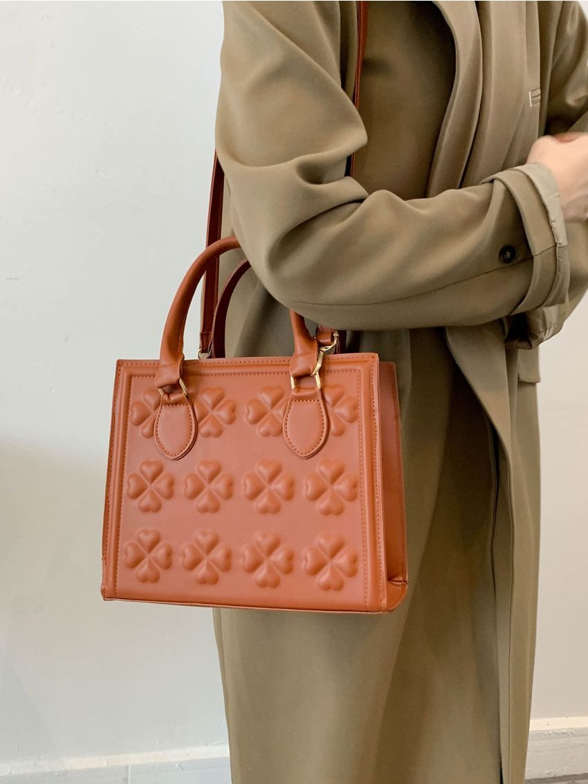 Heart Embossed Square Bag