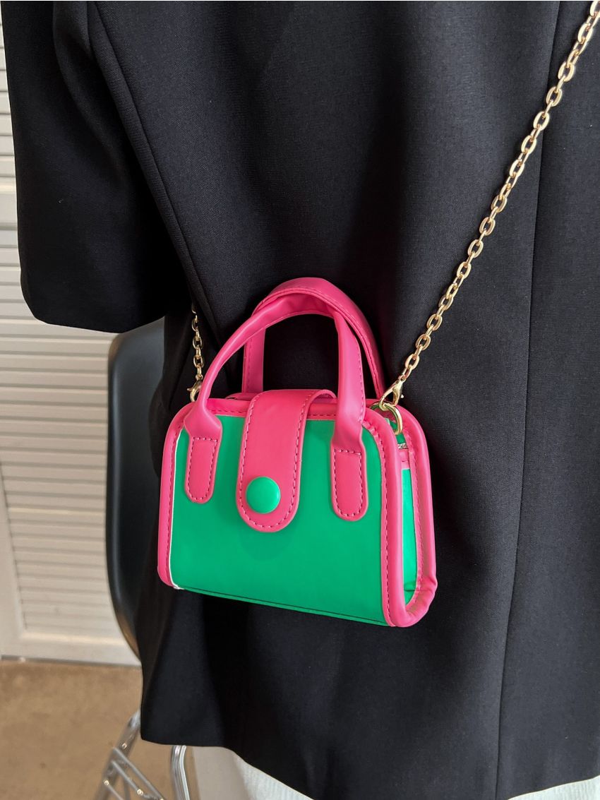Mini Two Tone Chain Square Bag