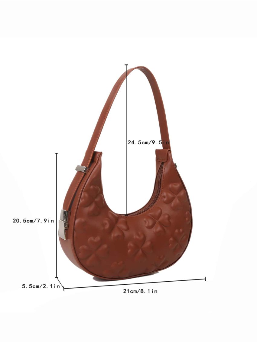 Heart Embossed Hobo Bag