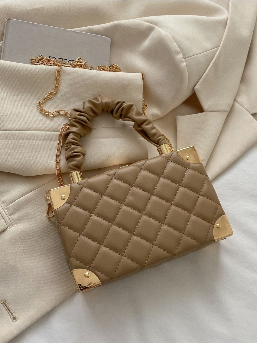 Mini Quilted Detail Bow Decor Chain Box Bag