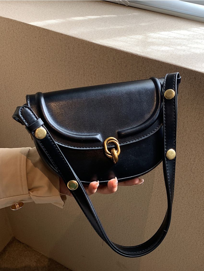 Metal Decor Flap Saddle Bag
