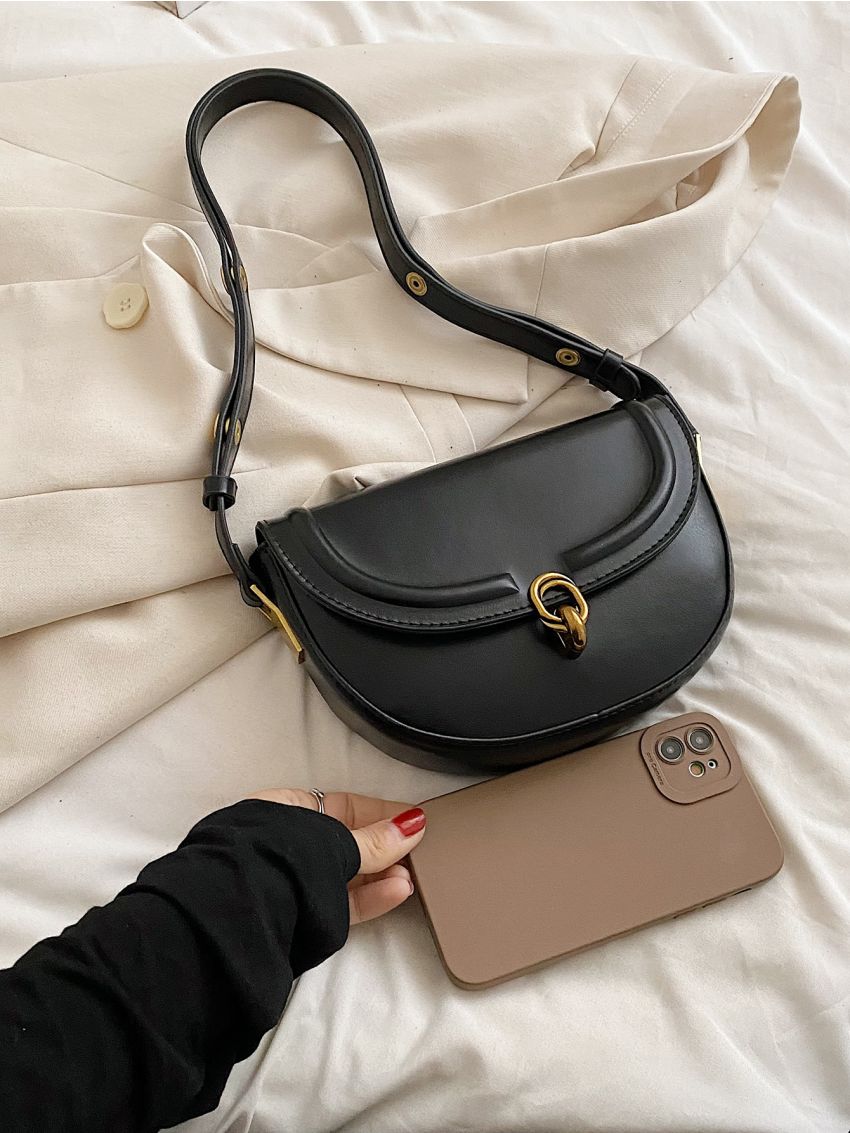 Metal Decor Flap Saddle Bag