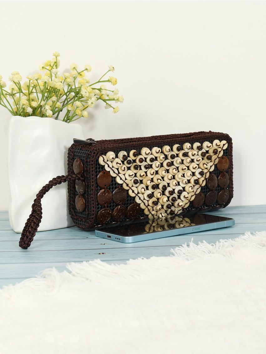 Coconut Shell Decor Wristlet Bag