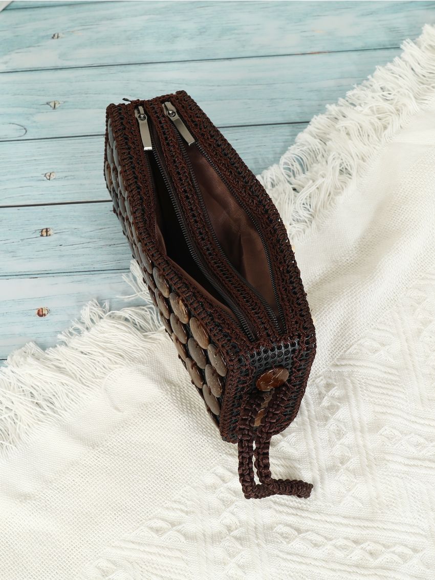 Coconut Shell Decor Wristlet Bag