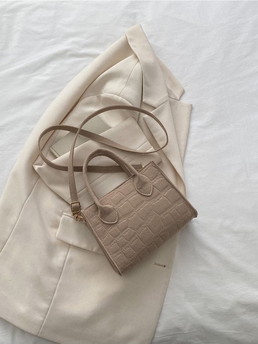 Mini Crocodile Embossed Square Bag