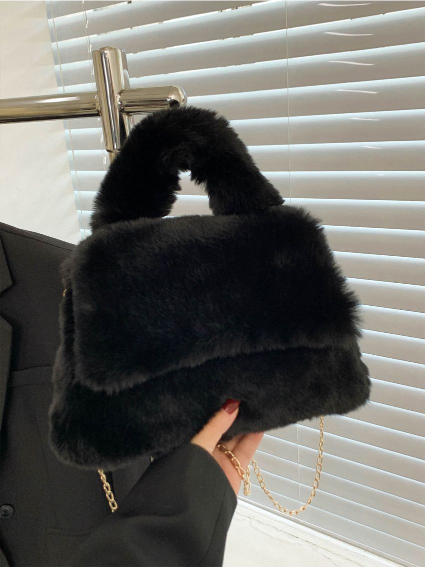 Minimalist Flap Chain Flannelette Square Bag